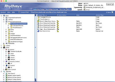 Screenshot of Desktop Content Explorer with the new Admin Links